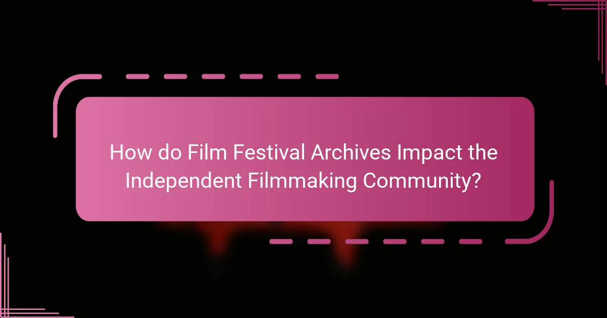 How do Film Festival Archives Impact the Independent Filmmaking Community?