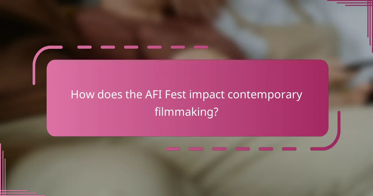 How does the AFI Fest impact contemporary filmmaking?