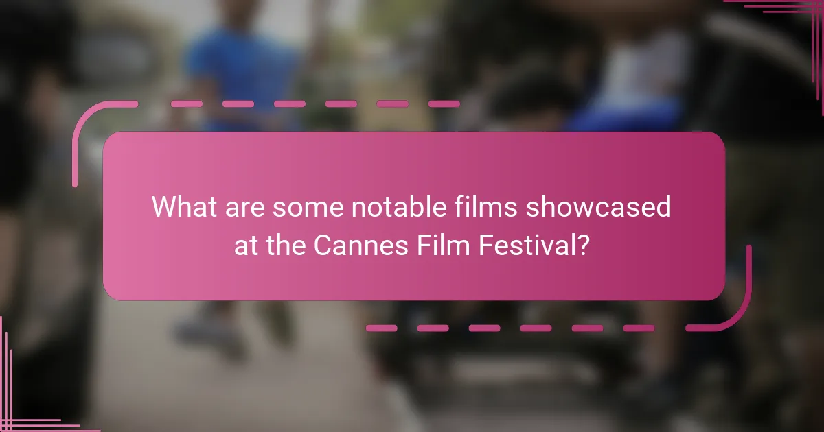 What are some notable films showcased at the Cannes Film Festival?
