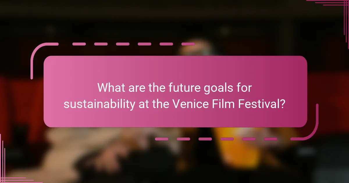 What are the future goals for sustainability at the Venice Film Festival?