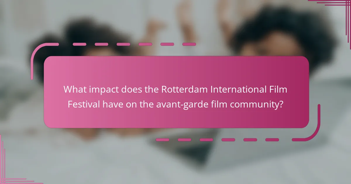 What impact does the Rotterdam International Film Festival have on the avant-garde film community?