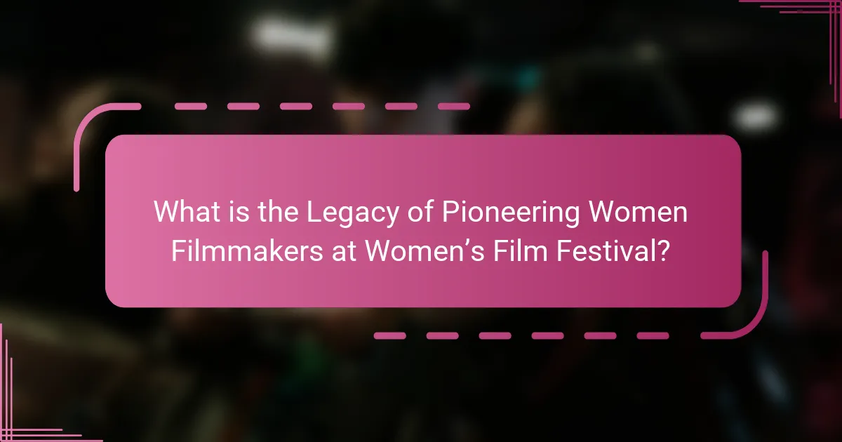 What is the Legacy of Pioneering Women Filmmakers at Women’s Film Festival?