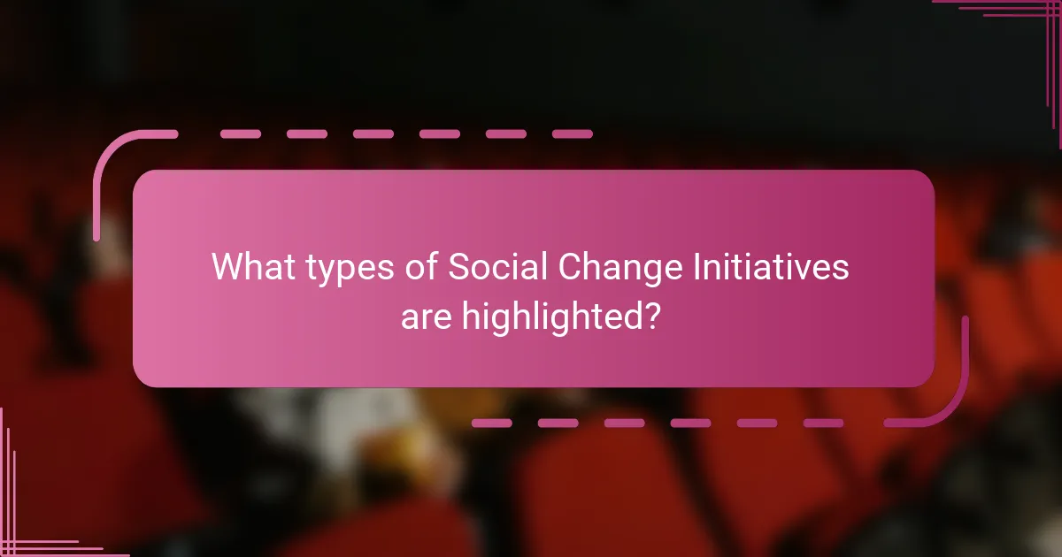 What types of Social Change Initiatives are highlighted?